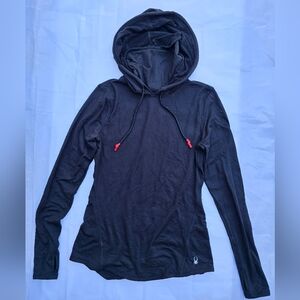 Spyder Active -‎ ski wear - Black Pullover Hoodie with Faceguard Sz S - stretch